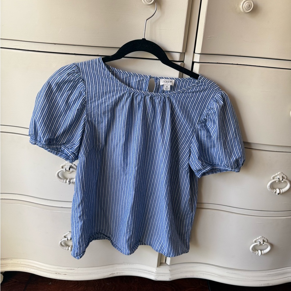 J. Crew Blue Puff Sleeve Blouse